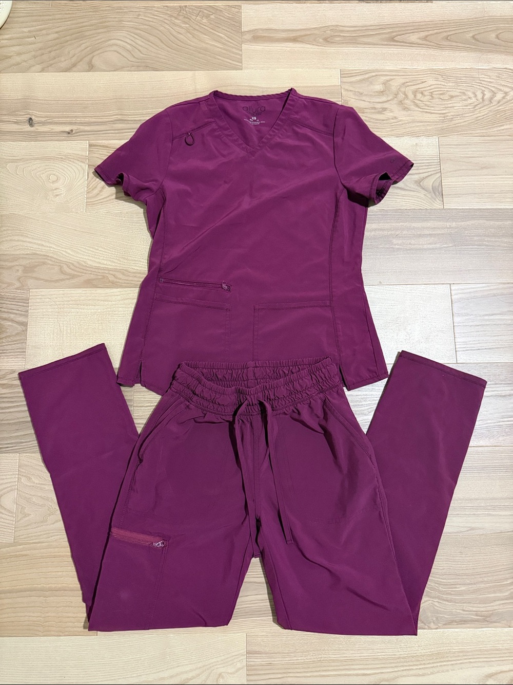 Cherokee Women's Magenta Scrub Top & Jogger Pants Set